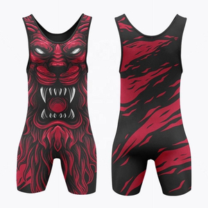 Singlet de Lucha Personalizado por Sublimación, Uniforme de Lucha Profesional Transpirable de Spandex para Hombres y Jóvenes, con Estampado de Lobo, para Entrenamiento - Product Image 3