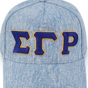 Gorra de Béisbol Azul Claro de Mezclilla Bordada con Diseño de Letras Griegas, Visera Curva, Hebilla Ajustable, Estilo Casual Lavado, Gorra Deportiva para Mujer - Product Image 3