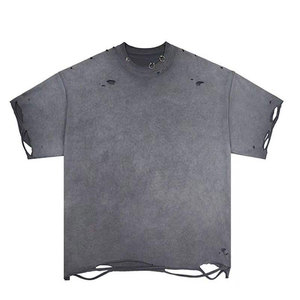 T-shirt vintage délavé personnalisé pour homme, coupe décontractée, en coton épais, fournisseur en gros, OEM ODM - Product Image 4