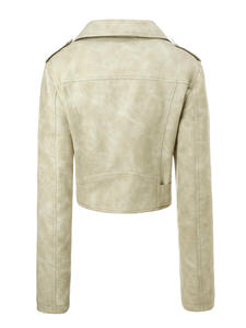 Custom PU Leather Jacket with <b>Belt</b> and Zipper Closure <b>Slim</b> Fit Short Length Unisex Autumn Style Leather Jacket For Women's - Product Image 3