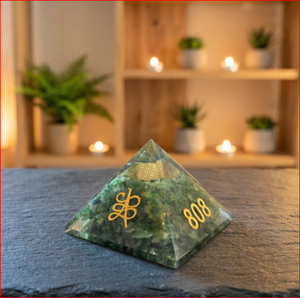 Green Crystal Pyramid <b>Ornament</b> Gold Pattern Decorative <b>Stone</b> Craft Desktop Gift - Product Image 4