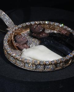 925 Silver Hip Hop Charm Pendants <b>Memorial</b> Photo <b>Frame</b> Necklace with 3D Portrait Enamel Moissanite Diamonds Iced Jewelry - Product Image 2