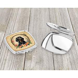 Espejo de maquillaje de mano plegable compacto con flores de Coonhound negro para mujer, espejo de bolsillo decorativo de viaje, regalo para niñas - Product Image 3