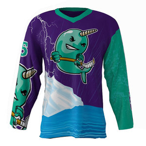 เสื้อฮอกกี้น้ำแข็งผู้ชายแบบสั่งทำปี 2026 คุณภาพสูง ระบายอากาศได้ดี แห้งเร็ว พิมพ์ลายด้วยความร้อน โพลีเอสเตอร์ 100% สีตามสั่ง - Product Image 1