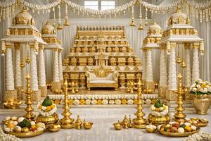 Mandap Real Tradicional Indio para Bodas, Mandap Jodha Akbar de Fibra, Mandap Vivah Personalizado con Pilares Decorativos, EE. UU. - Product Image 6