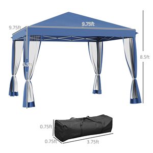    Gazebo Istantaneo da Giardino 3x3m, Tenda Pop-Up con Zanzariera, Altezza Regolabile, Blu, con Borsa per il Trasporto - Product Image 3