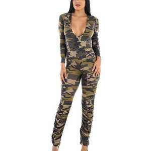 Men Camouflage Print Full Length <b>Jumpsuit</b> Hooded Long Sleeve Sexy Fleece Breathable Casual Drawstring Closure Side <b>Pockets</b> - Product Image 1