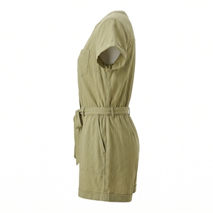 Combinaison décontractée une pièce pour femme, style utilitaire, sans manches, respirante, en tissu non tissé et élasthanne, unie, avec ceinture, longueur au-dessus du genou, pour l'été - Product Image 2