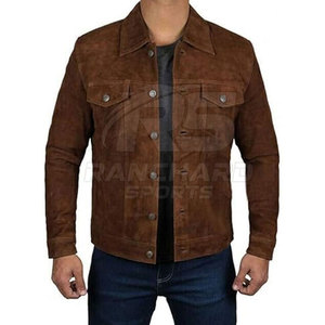 Long Sleeve Premium Mens <b>Suede</b> Leather <b>Jacket</b> Soft Genuine <b>Suede</b> Casual Modern Fit Winter Daily Fashion - Product Image 2
