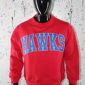 เสื้อสเวตเชิ้ตคอเต่าปักลาย HAWKS สีแดงสด ด้ายละเอียด ตัดเย็บตามสั่ง - Product Image 1