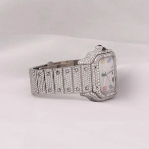 Reloj Automático de Acero Inoxidable con Cristal de Zafiro y Moissanita VVS, Números Romanos, Resistente al Agua, Chapado en Oro/Plata, 41 mm, de Lujo - Product Image 5