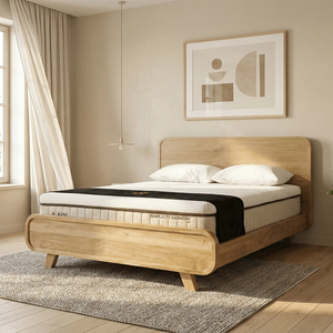 Base de Cama Convertible Salzburg de Madera de Teca Sólida, Muebles Minimalistas para Dormitorio, para Proyectos Personalizados de Hoteles y Apartamentos, Tamaño Queen/King - Product Image 1