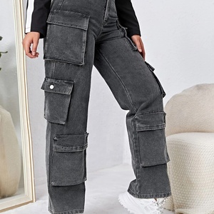 Elegantes pantalones Cargo lavados con ácido con logotipo personalizado cintura ajustable pantalones de ajuste relajado para la moda diaria y la ropa de trabajo - Product Image 5