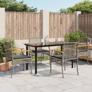 Set da Pranzo da Giardino in Rattan PE Grigio Resistente ai Raggi UV di Media Dimensione per Uso Esterno - Product Image 1