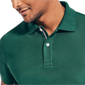 Polo vert foncé pour homme – T-shirt classique décontracté à manches courtes en coton - Product Image 4