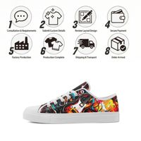 Chaussures de marche personnalisées en toile imprimées graffiti, à lacets, pour hommes et femmes, confortables et tendance, vente en gros OEM/ODM