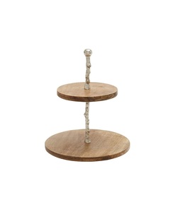 High Quality Handmade Durable Wooden Cake Pedestal Stand with Thick Round Top for Elegant Pastry and Cupcake Presentation - Product Image 1
