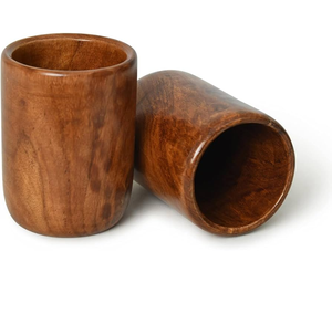 Verre à eau en bois pour usage domestique, cadeau pour adultes, occasion spéciale, couleur naturelle, design moderne - Product Image 5
