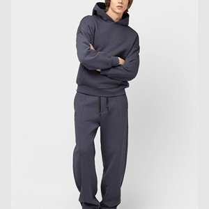 100% Cotton Fleece Oversized Tracksuit Embroidery Puff Print Hoodie and Sweatpants Set Custom Pullover Sweatsuit - Product Image 2