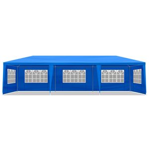 Gazebo per Matrimoni da Esterno in Lega di Titanio 3x9 Metri Impermeabile con 8 Pareti Laterali Rimovibili Blu - Product Image 3
