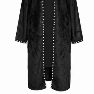 Cárdigan largo de punto con abertura frontal Jack and Jill Black Pearl, elegante abrigo de invierno para mujer - Product Image 5