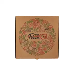 New Arrivals Brown kraft Paper Pizza Box Plain Wholesale For Package Food With Custom Logo