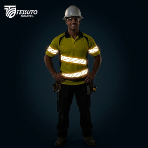 Chemises polo de travail réfléchissantes de sécurité unisexes en polyester fluorescent à logo personnalisé, légères, respirantes, certifiées CE, en gros - Product Image 4