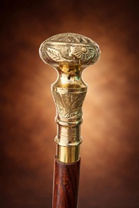 Bâtons de marche rustiques modernes en bois naturel écologique avec poignée en laiton poli, idéaux pour les cadeaux - Product Image 3