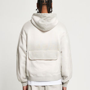 Sudadera OEM personalizada de algodón 100% ecológico con efecto desgastado, salpicaduras de pintura vintage, pedrería y hombros caídos, color liso, para invierno. - Product Image 3