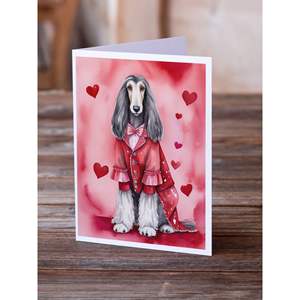 Whimsical A7 Tamaño 5x7 Tarjetas de notas en blanco Paquete de 8 Afghan Hound My Valentine Tarjetas de felicitación con sobres - Product Image 2