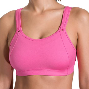 เสื้อชั้นในกีฬาแบบ Racerback สำหรับผู้หญิง รองรับแรงกระแทกสูง ผลิตจากวัสดุ Spandex/Nylon พร้อมโลโก้ด้านหน้า แห้งเร็วและป้องกันแบคทีเรีย เหมาะสำหรับโยคะและชุดออกกำลังกาย - Product Image 1