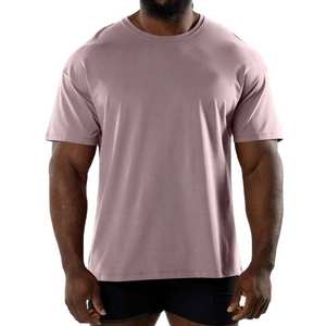 Camiseta de Cuello Redondo Rosa Claro para Hombre, 100% Algodón, Tejido Antiarrugas, Manga Corta, Informal, Básica - Product Image 1