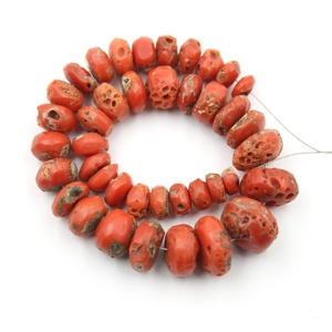 Perles rondes lisses en corail rouge naturel d'Italie pour la fabrication de bijoux, pierres précieuses opales, modèle C B-0158, prix de gros - Product Image 1