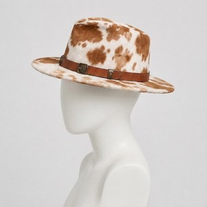 Sombrero de Vaquero de Piel Sintética con Estampado de Vaca, Banda de Cuero, Bordado a Mano, Unisex, para Adultos, Primavera, Verano, Estilo Casual Europeo Americano - Product Image 4