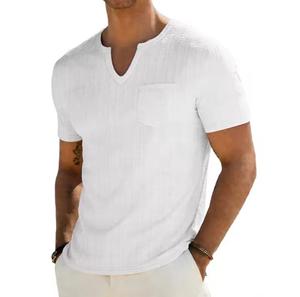 T-shirt décontracté pour homme, respirant, en polyester 320g, manches courtes, col rond, tricoté, coupe classique, couleur unie - Product Image 3