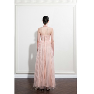 Vestido Ecológico al por Mayor para Mujer, Modelo CELESTIAL STRIPES GOWN, Tejido sin Tirantes, ODM, Corte en A, Vestidos Formales de Seda para Mujer - Product Image 1