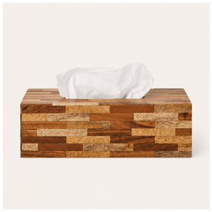 Lujosa Caja de Madera Ecológica Hecha a Mano para Pañuelos, con Incrustaciones de Madera Multitono, Diseño Rectangular Moderno, de Pie - Product Image 6