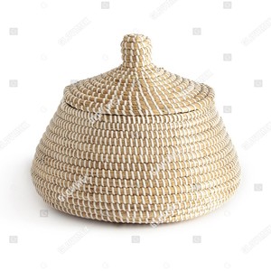 Organisateur de rangement rond multifonctionnel en jonc de mer rustique et écologique, fait main au Vietnam, pour la maison et le linge – Meilleure vente - Product Image 3