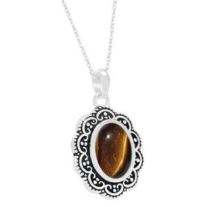 925 argent Sterling oeil de tigre couleur marron forme ovale pendentif en pierres précieuses cadeau de mariage parfait pour l'amour avec 925 bijoux estampillés - Product Image 1