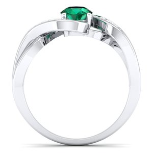 Anillo de Compromiso REYES con Esmeralda de Corte Redondo de Alta Calidad de 0.84 Quilates, Minimalista, Oro de 14K, Certificado GRA, Joyería de Moissanita - Product Image 4
