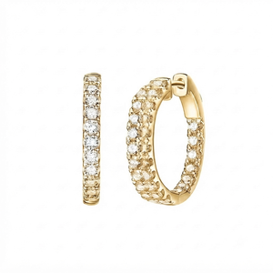 Custom Thick Pave Bezel Set Lab Grown Diamond <b>Hoop</b> <b>Earrings</b> 925 <b>Silver</b> Gold Plated Women's Custom Style for Parties Engagement - Product Image 3