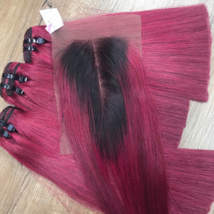 Vente en gros d'extensions de cheveux vietnamiennes droites en os de vin ombré de haute qualité 100% à double extrémité dessinée pour le tissage - Product Image 5