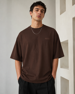T-shirt décontracté Rits pour homme, noir, col rond, manches courtes, imprimé lettres, bordure contrastante, en coton éponge délavé, écologique et respirant - Product Image 6