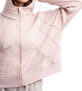 Sudadera Corta de Invierno para Mujer, Diseño Nuevo, Cintura Ancha, Algodón Terry, Estilo Urbano, con Cremallera Frontal y Lavado Ácido Personalizado - Product Image 4