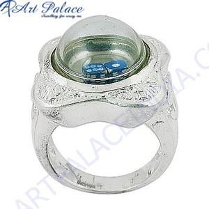 Bague fine élégante en verre de jeu en argent sterling 925 Bijoux uniques - Product Image 3