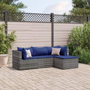 Juego de 4 Muebles de Jardín Estándar de Ratán Sintético Gris para Patio - Product Image 1