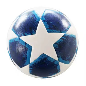 ลูกฟุตบอลแบบกำหนดเอง สีขาว-น้ำเงิน ลายดาว ดีไซน์แผ่นลาย ทนทาน ทำจากหนัง PU สำหรับฝึกซ้อมและแข่งขัน ขนาดมาตรฐานอย่างเป็นทางการ จำหน่ายจำนวนมาก - Product Image 5