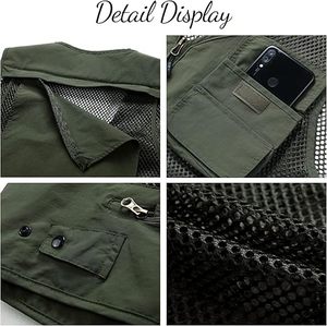 เสื้อกั๊กตกปลากลางแจ้งแบบมีกระเป๋าเสื้อกั๊กสำหรับผู้ชาย - Product Image 5