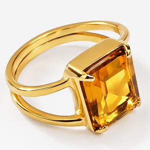 Anillo Chapado en Oro Citrino, Plata de Ley 925, Hecho a Mano, Gema Natural de Esmeralda Amarilla, Joyería, Regalo para Ella - Product Image 1