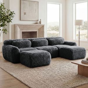 Divano Chaise Longue Componibile per Soggiorno con Design Antiscivolo a U, Base in Spugna ad Alta Densità 32D, Compressione Totale e Sistema Vacuum Pac - Product Image 3